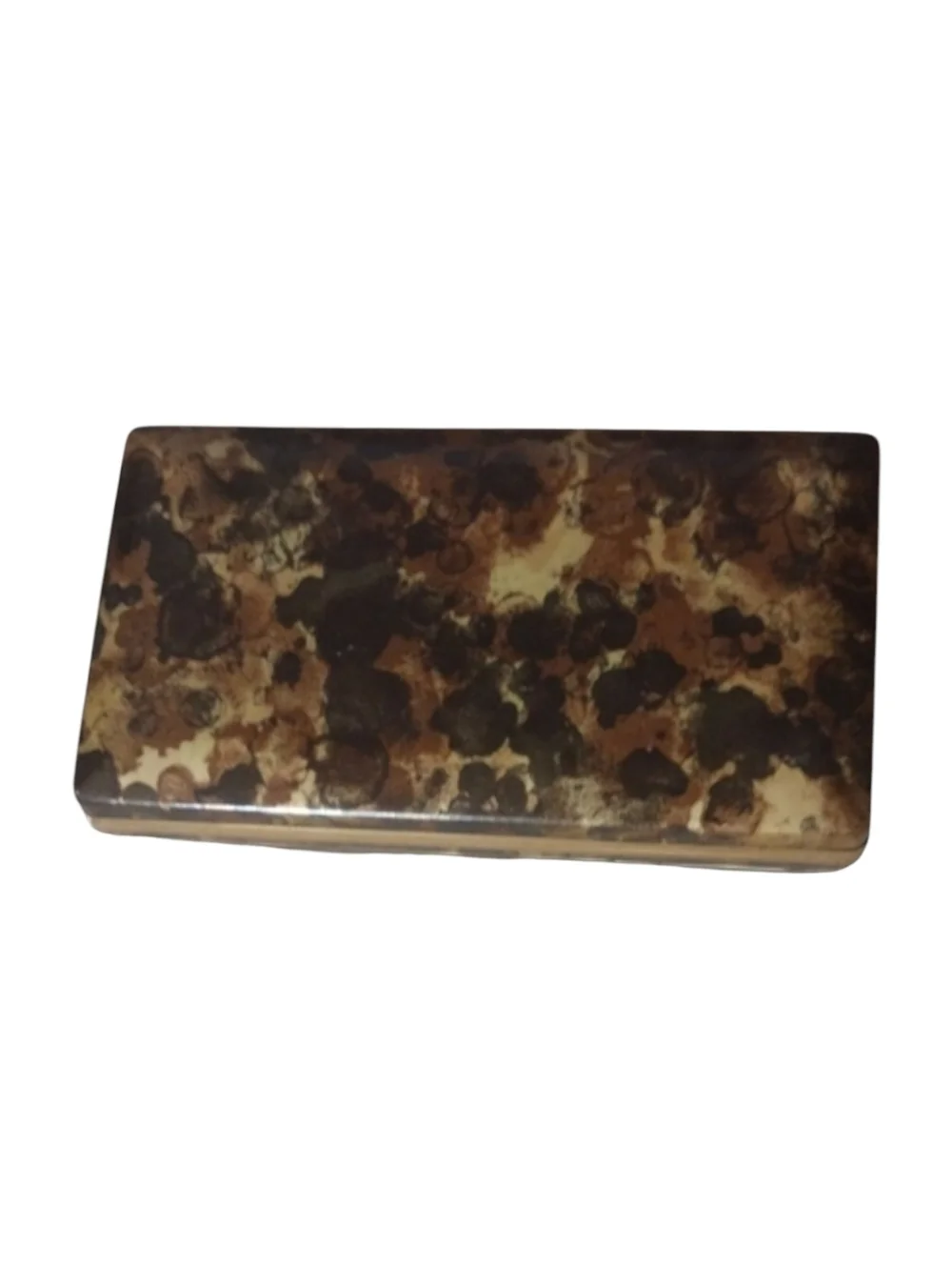 Vtg MELE MOD Gold Black Marbled Effect Vinyl Hard Jewelry Box Case Holder Travel